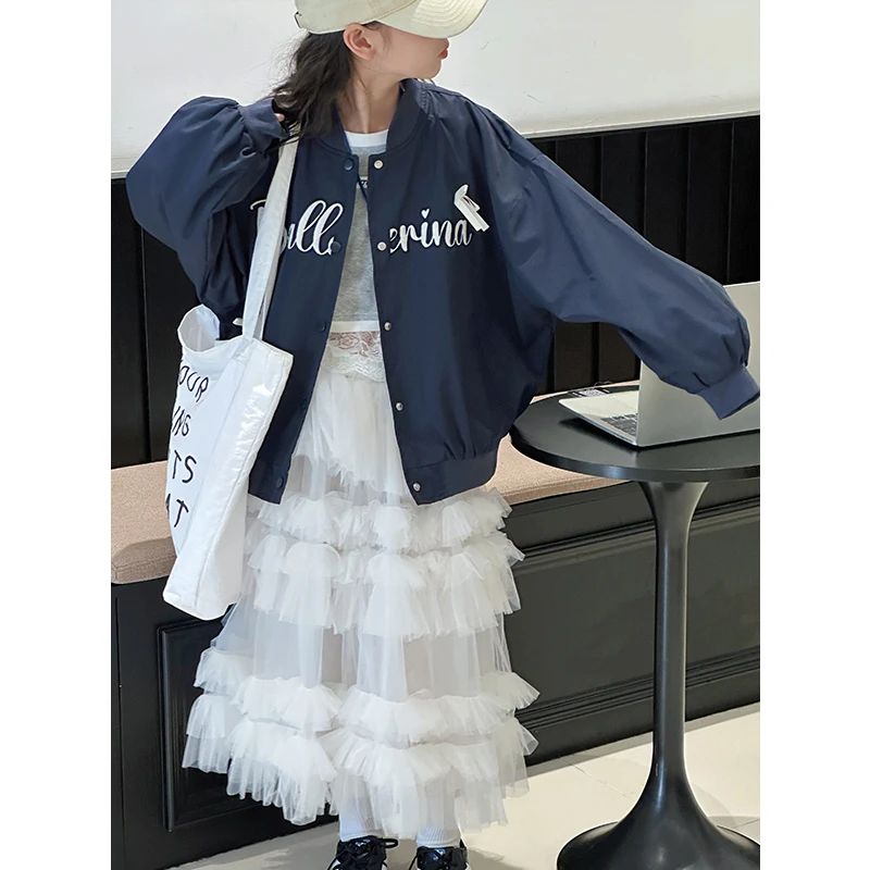 K28438韩系女童棒球服2025春装新款儿童外套春秋休闲女大童上衣潮