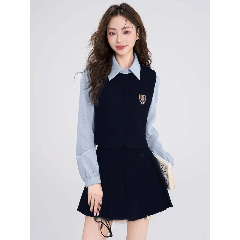 【木子】【两件套】学院风套装裙两件套女春秋新款短裙一整套TX0099