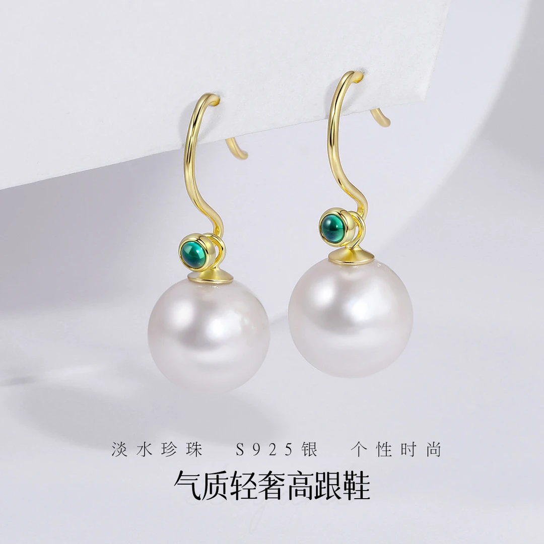 10-11mm大颗粒淡水珍珠S925银百搭耳钩耳饰可拆卸