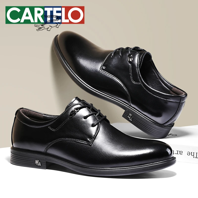卡帝乐鳄鱼男鞋2024新款男士商务休闲正装皮鞋真皮黑色系带皮鞋男