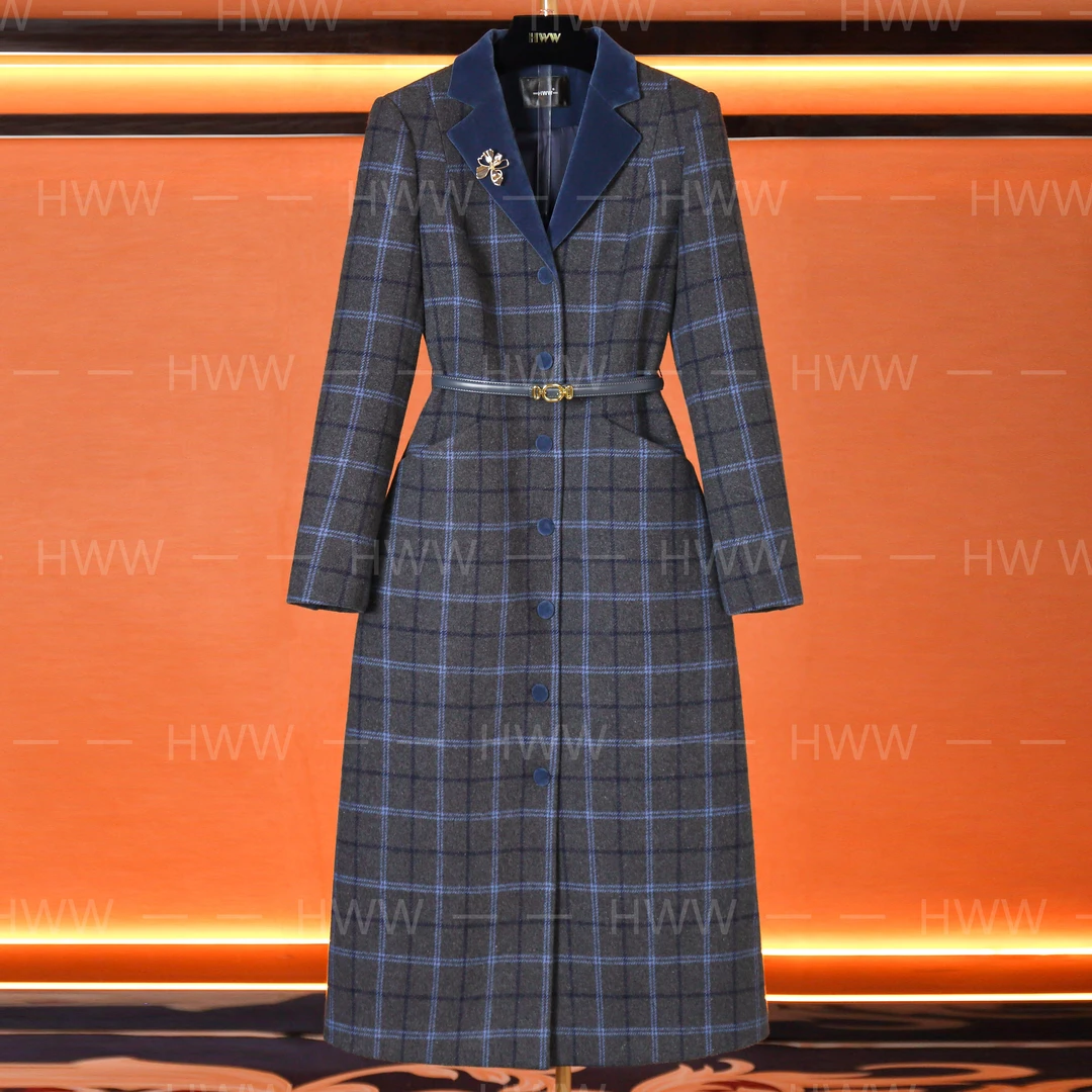 【现货现发】轻奢含羊毛女装优雅高奢修身秋季风衣DHZFF405149