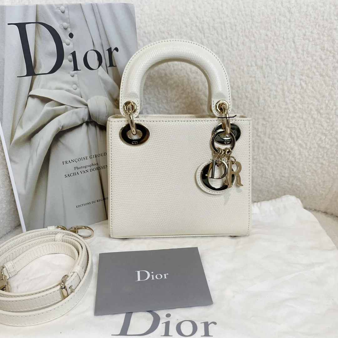 99新 DIOR/迪奥 壹臻/奶油白金扣三格戴妃包/46086405