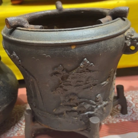 蜜安罐瓷香炉锡茶则
