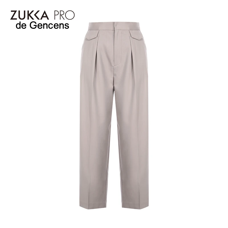 de Gencens卓卡女装专柜同款中高腰宽松锥裤通勤时髦长裤