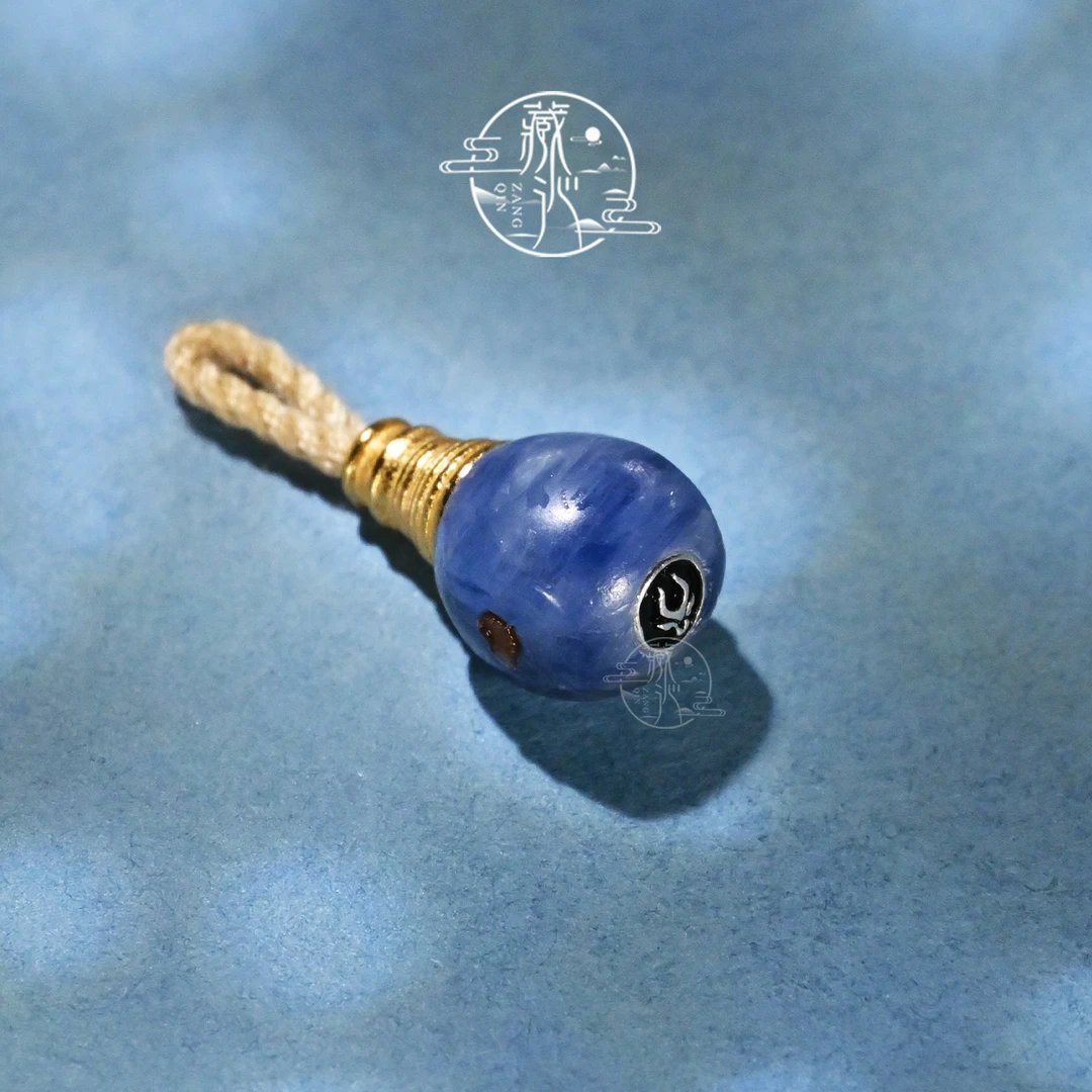 8MM蓝晶石镶嵌分体三通文玩108星月椰蒂手串DIY配饰佛塔佛头配珠