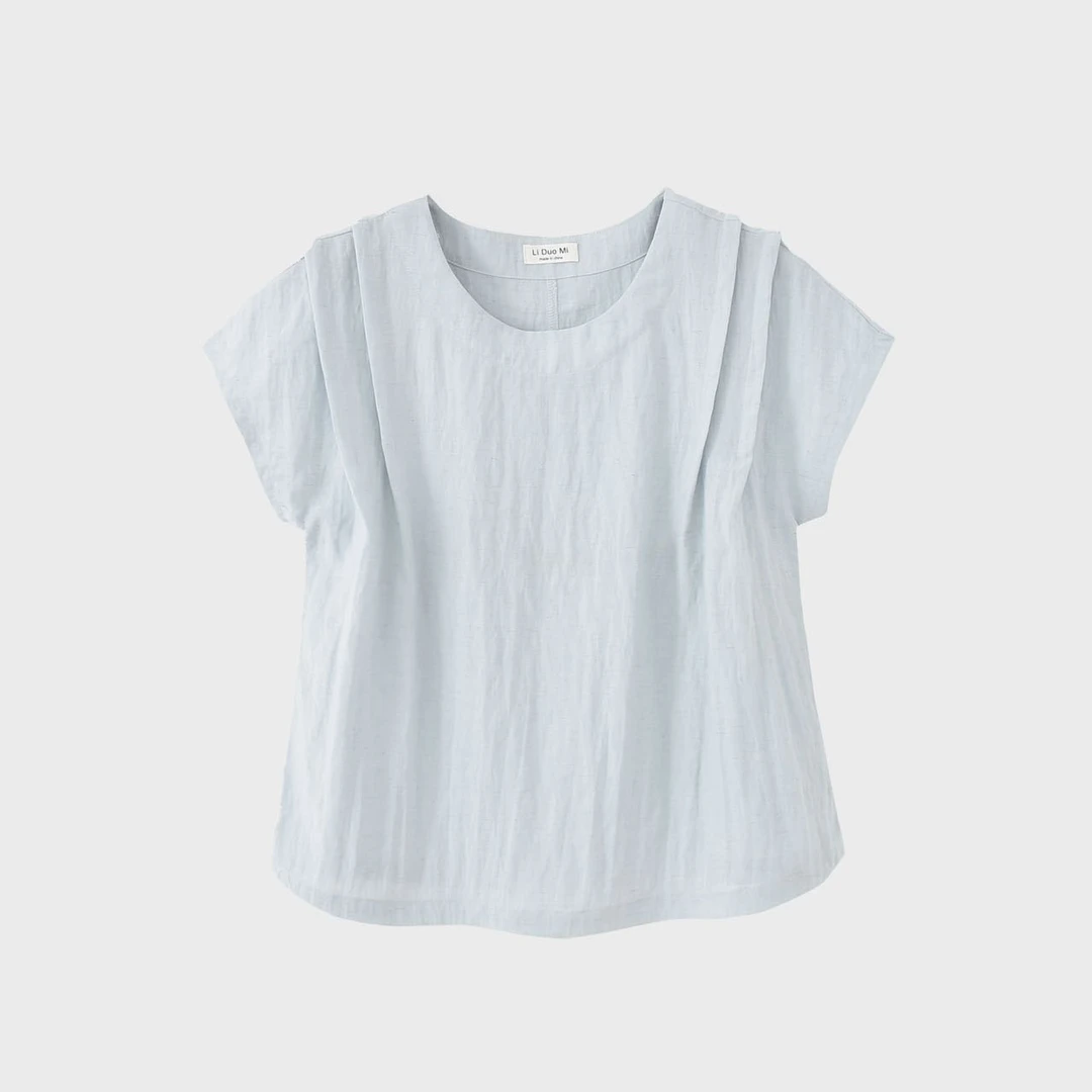 【一品甄选】2025夏款天丝亚麻休闲T恤透气舒适减龄显瘦出游服装女