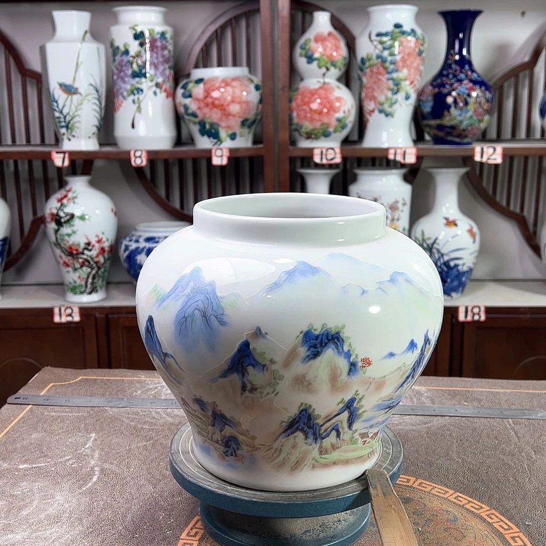 摆件景德镇陶瓷大口千里