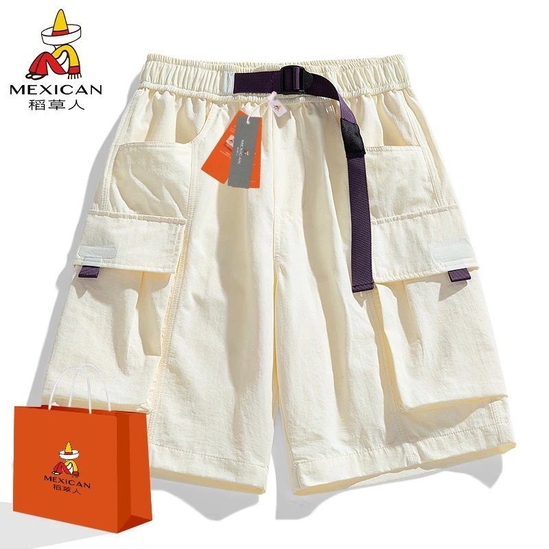 Mexican/稻草人短裤男夏季冰感透气五分裤休闲运动速干工装短裤女