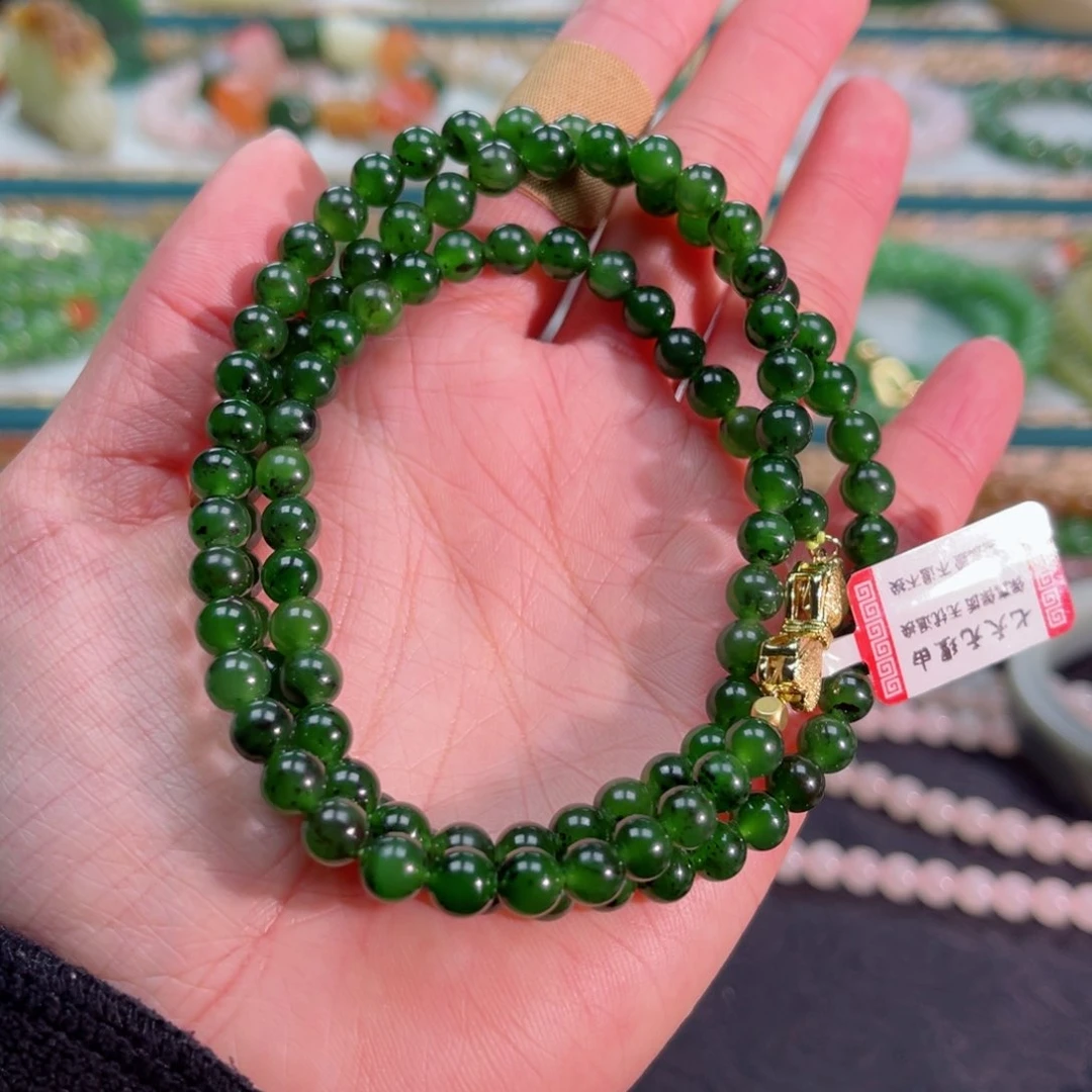 和田玉颈饰未镶嵌双***婆