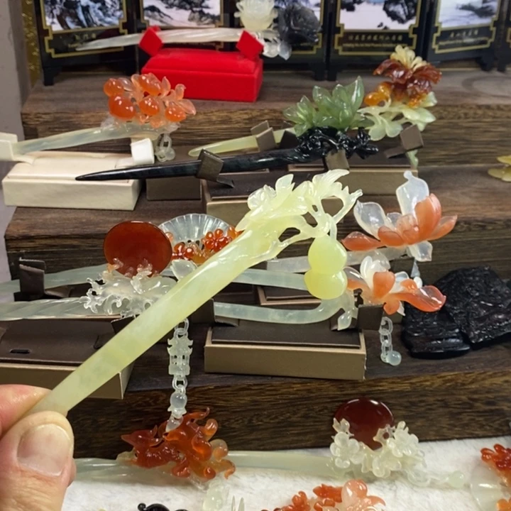 蛇纹石玉合金发饰