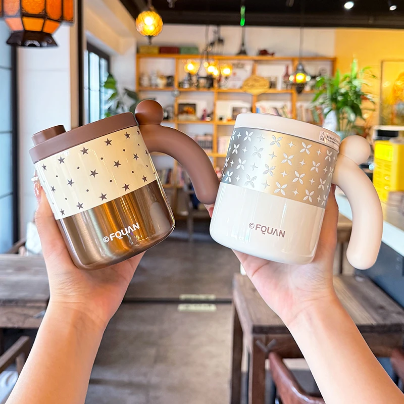 简约保温杯马克杯316L不锈钢办公室咖啡杯女生泡茶水杯子双饮学生