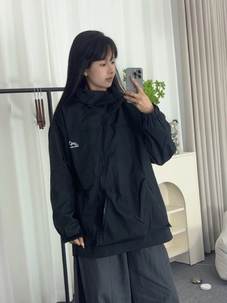 MODULKASTEN美式户外机能冲锋衣女秋季斜拉链潮牌防水夹克外套潮