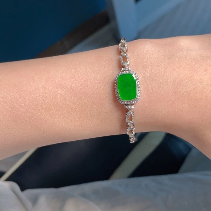 吊坠(不含链)银S925镶嵌翡翠