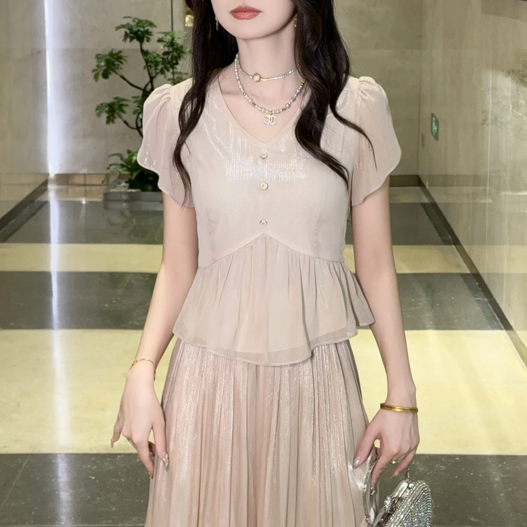 蔡小姐【原版】2025夏季新款显瘦设计感时尚百搭法式上衣女T恤