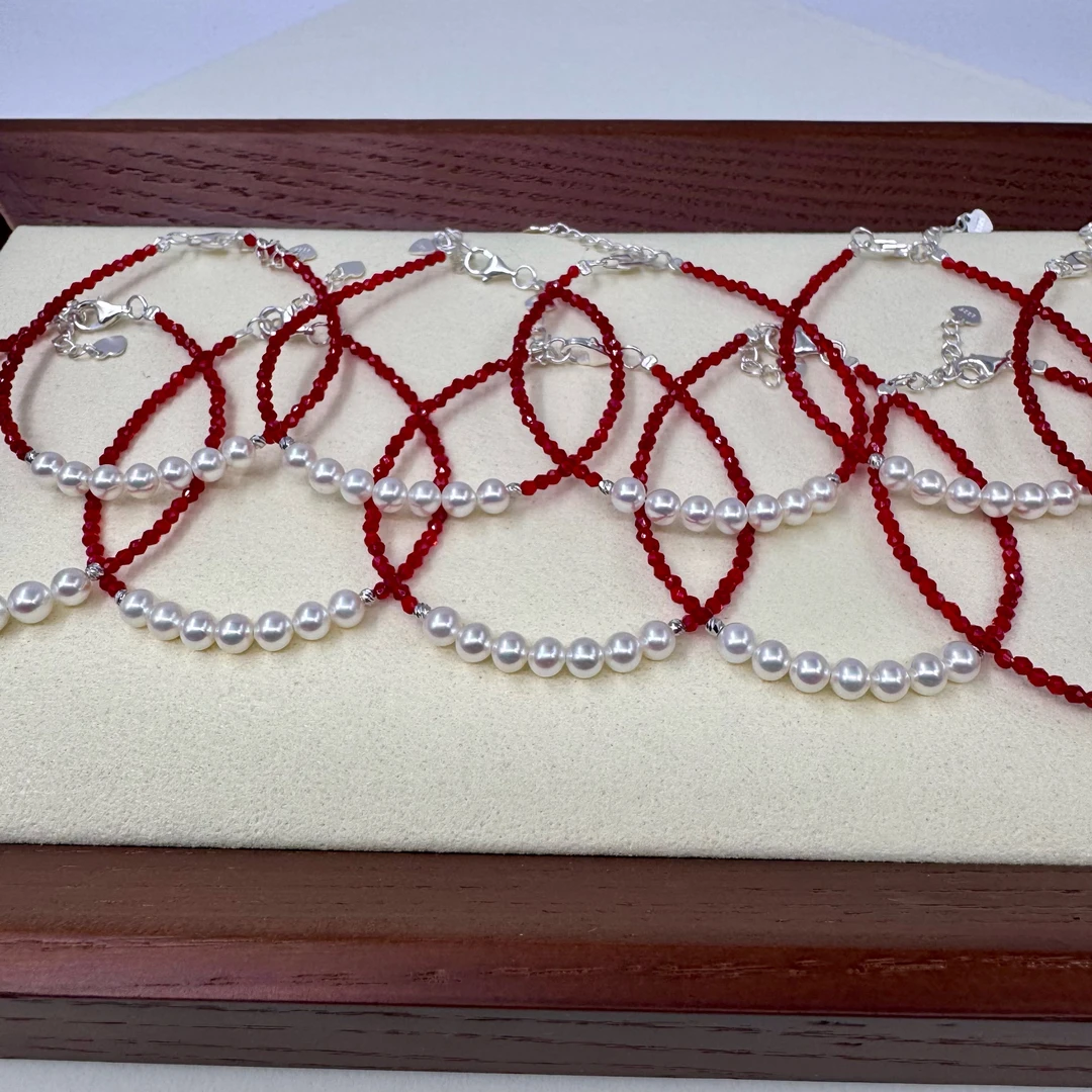 X987【真珠佳人】S925银水晶淡水珍珠手链4-5mm（多样性发1）