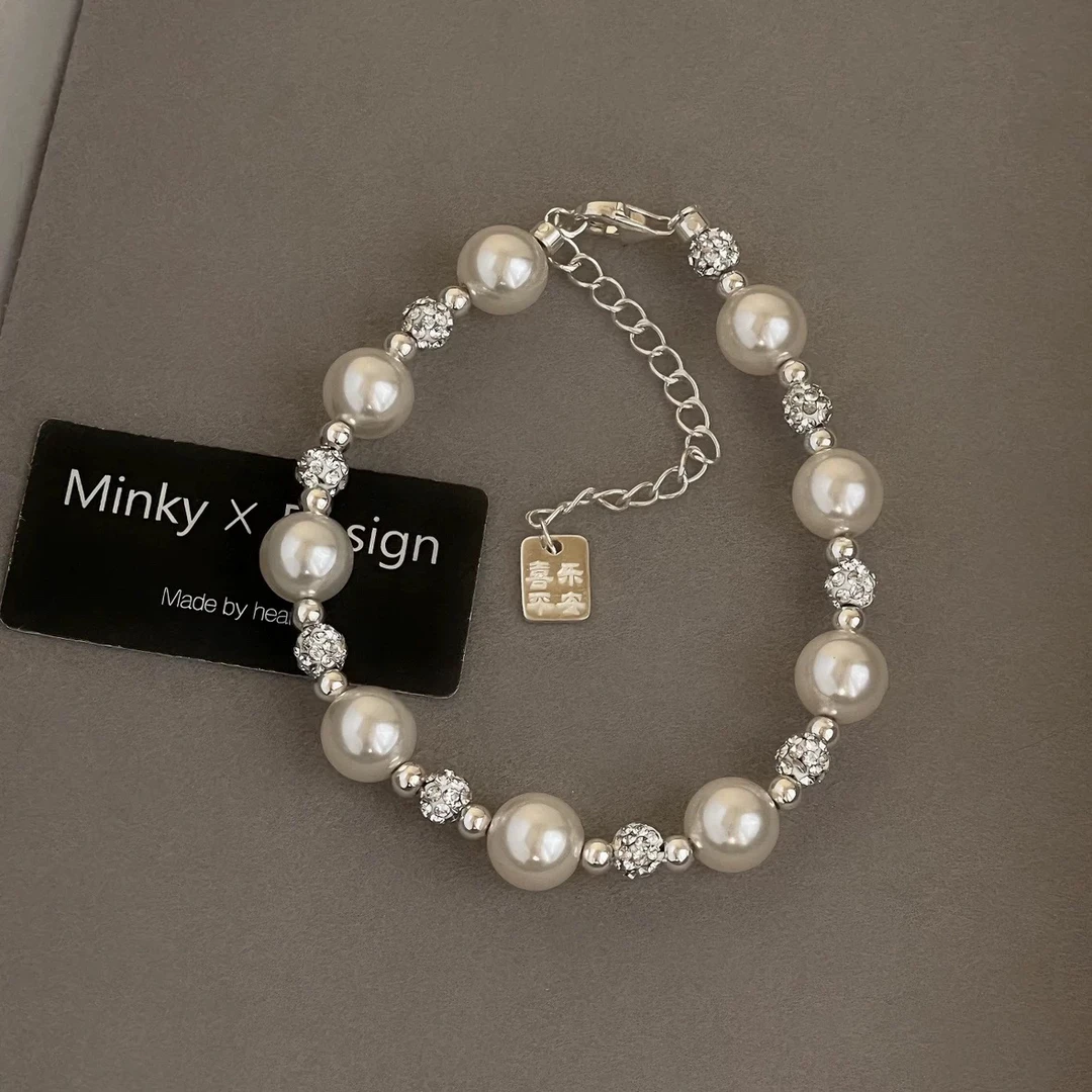 925银仿珍珠手链 超美超闪饰品小众设计高级感手链纯银|平安喜乐