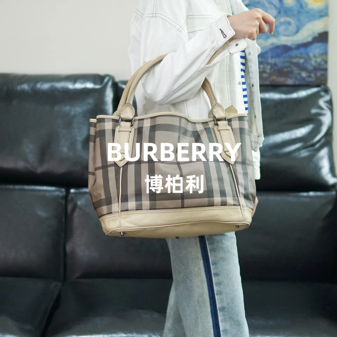 95新 BURBERRY/博柏利 格纹手提单肩包/FYWN10508073/8073/优