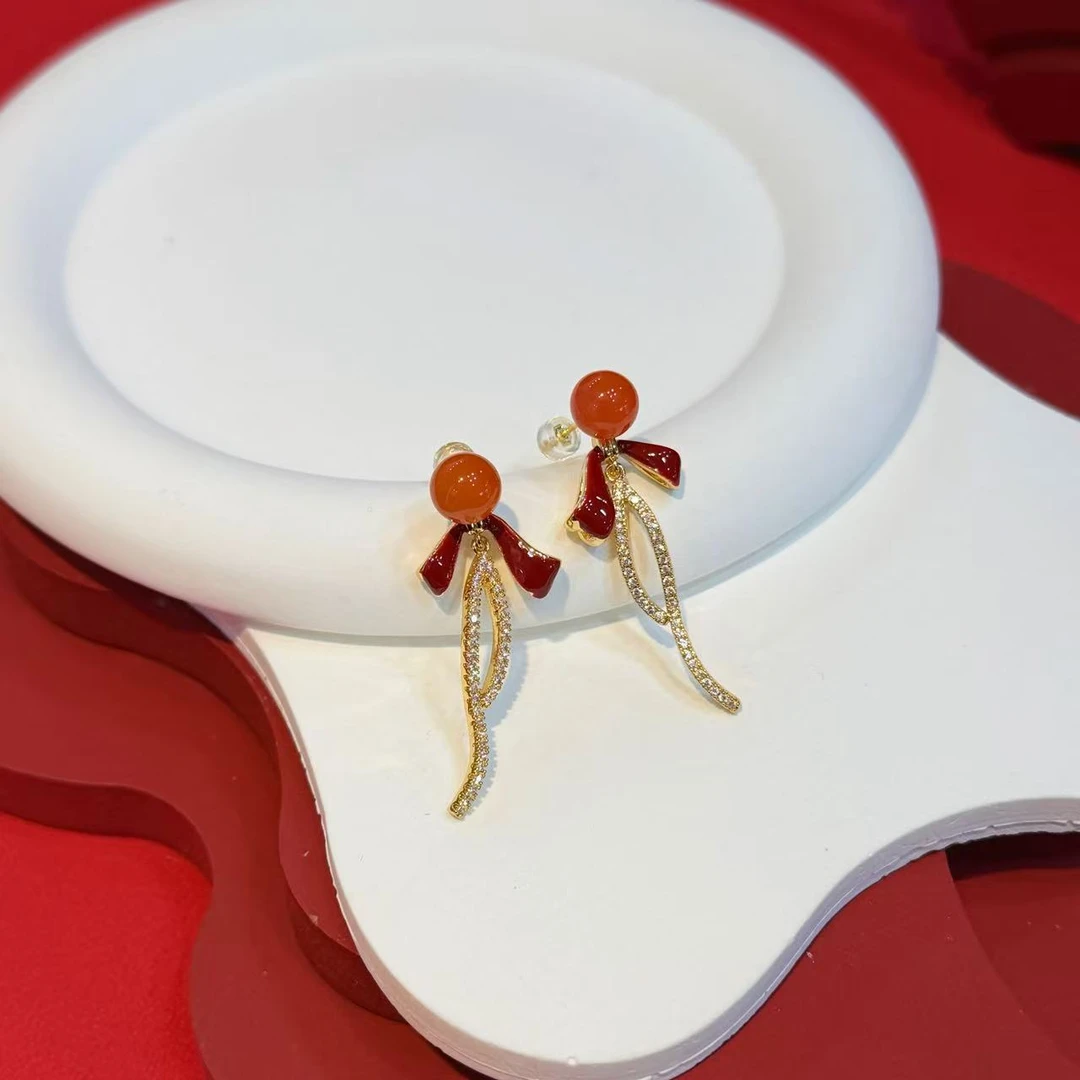 8mm南红转运珠耳坠HNZ14964