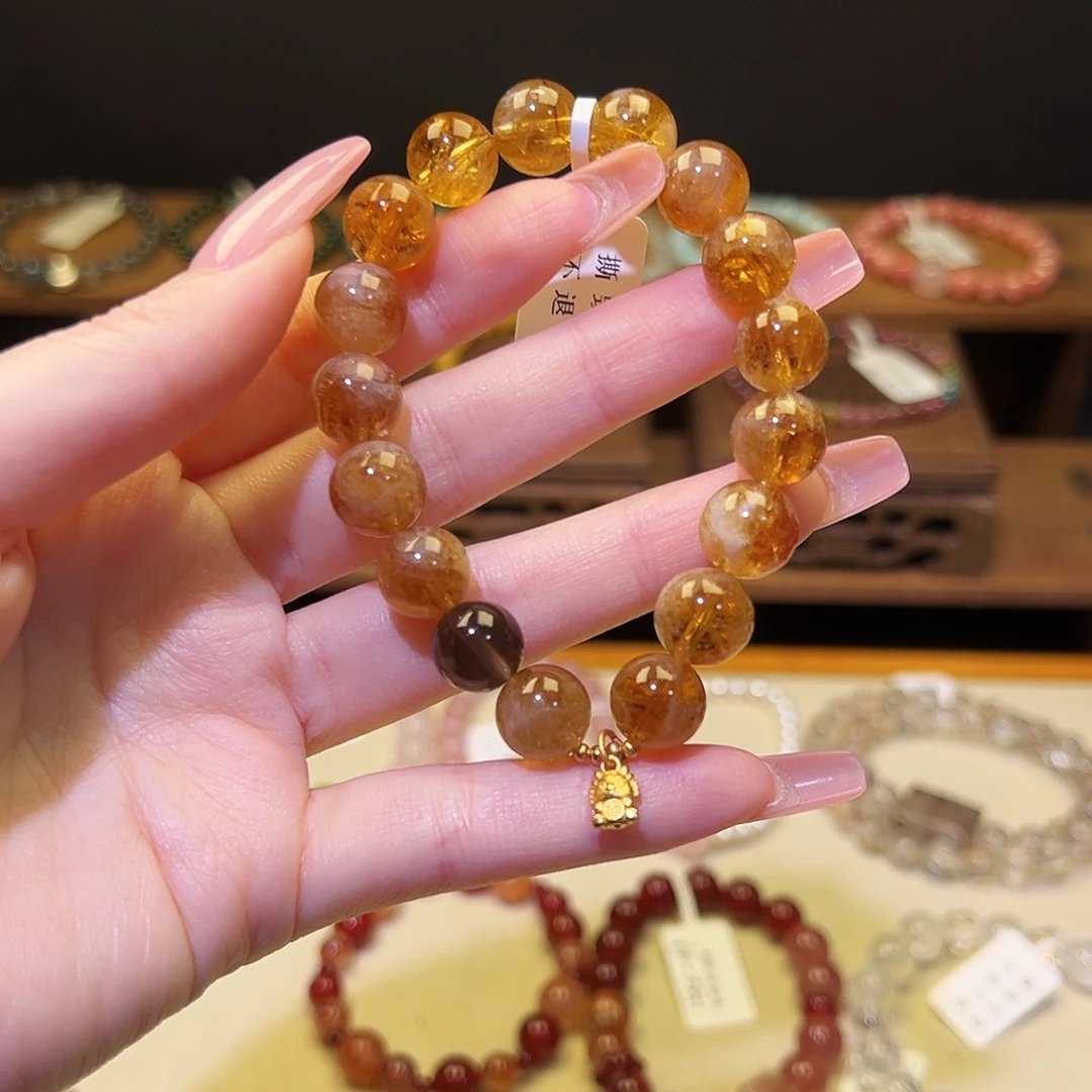 手串水晶银S925镀金镶嵌黄2004