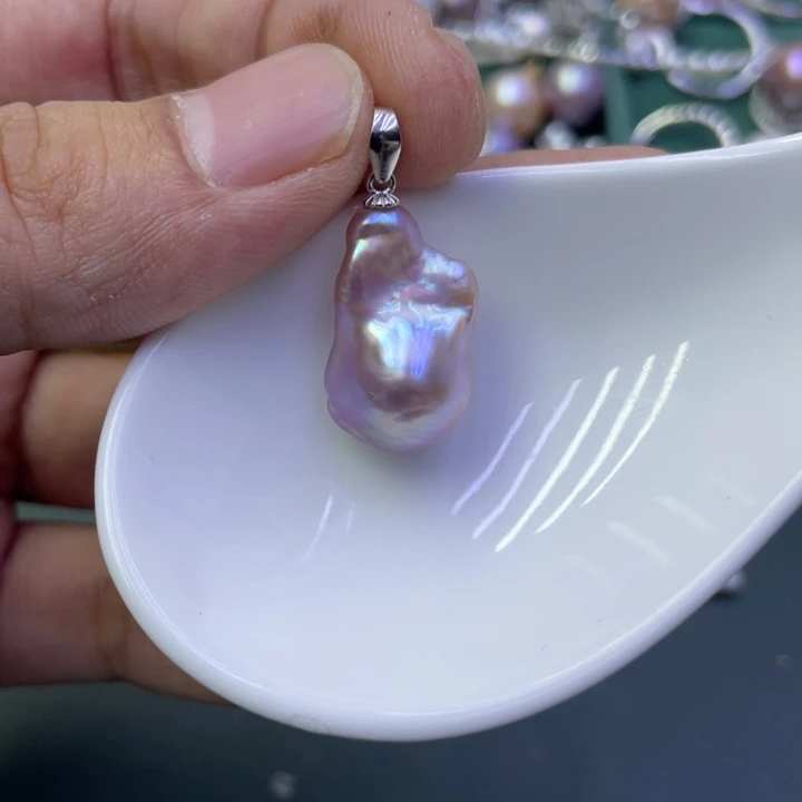 淡水珍珠吊坠(不含链)银S925镶嵌