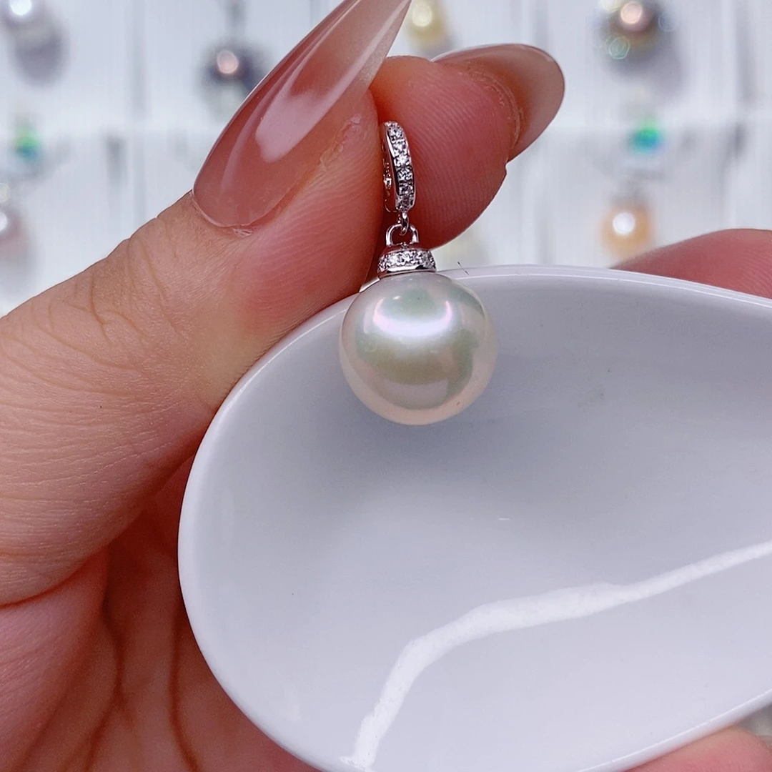 淡水珍珠银S925镶嵌吊坠(赠链)