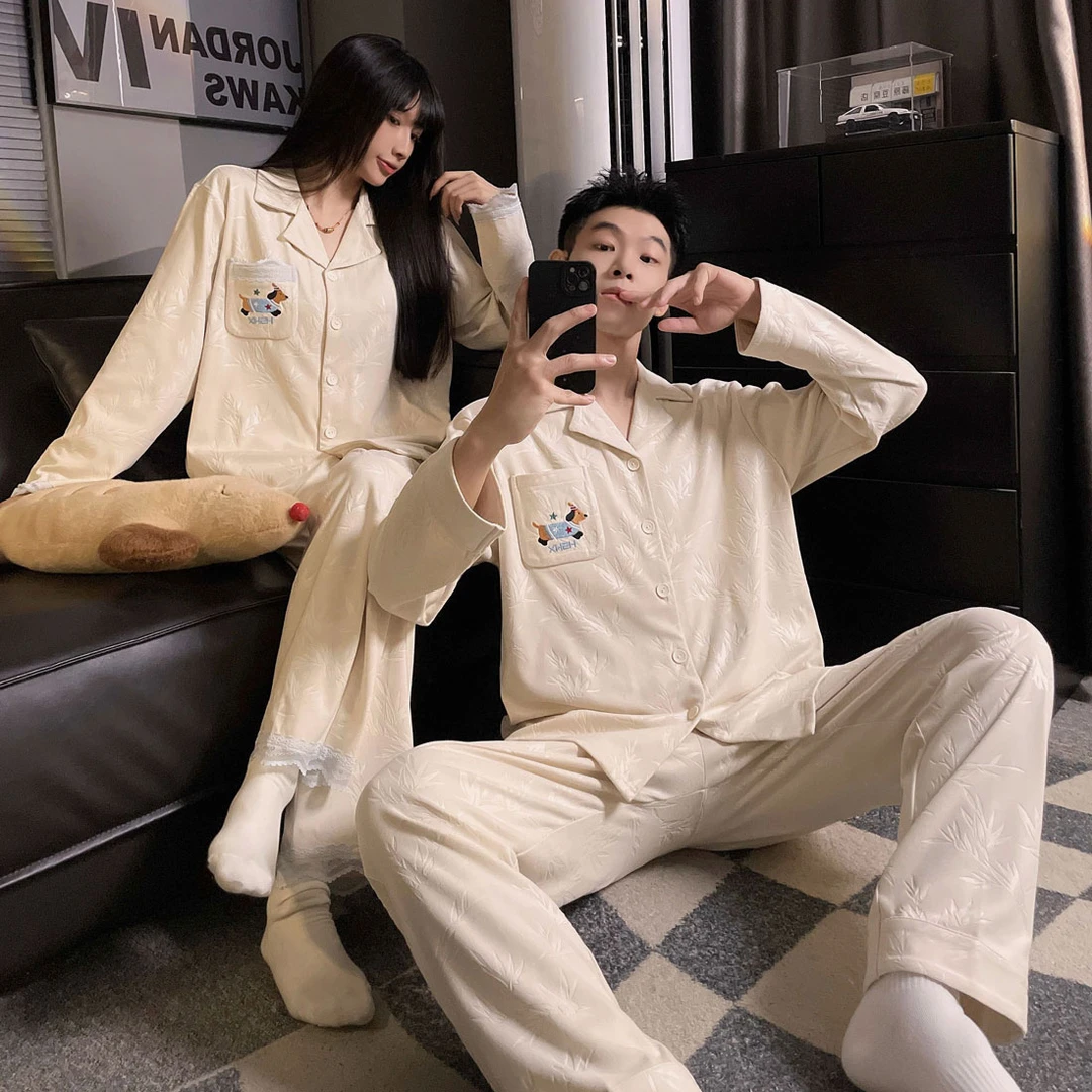 德绒情侣睡衣女秋冬季2025新款高级感长袖薄绒保暖男士家居服套装