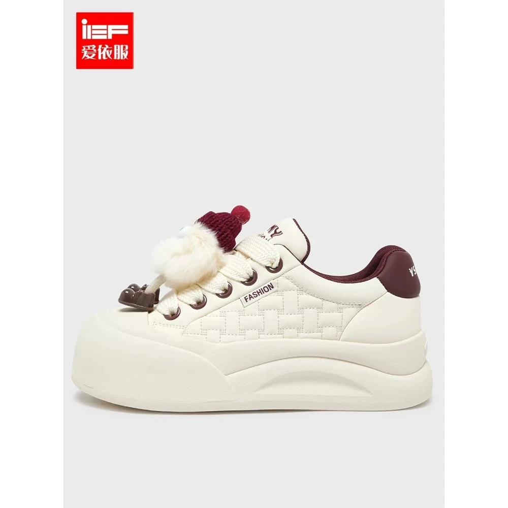 IEF/爱依服休闲鞋2025冬季新款洋气小众设计加绒低帮厚底小白鞋