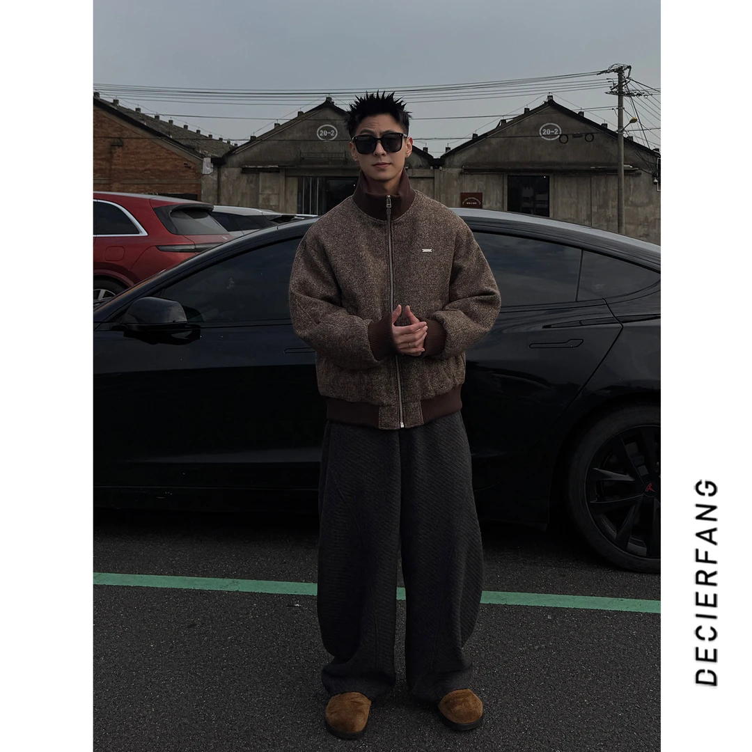 25冬季混纺花纱情侣款男士羽绒服90白鸭绒立领保暖百搭外套