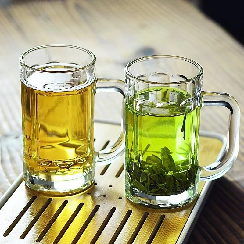 女士专用啤酒杯男泡茶无铅纯色加厚商用玻璃杯家用耐热白酒水杯