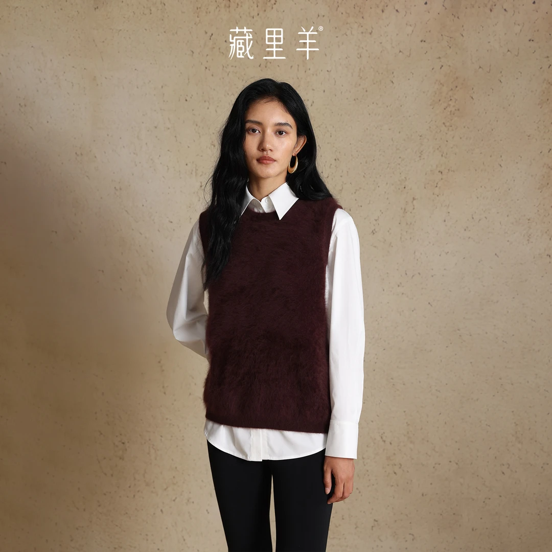 藏里羊【北美小动物毛毛】“艺术生” 高级感叠穿神器套头背心女M1572