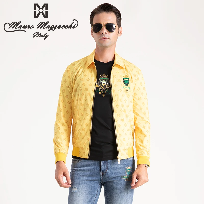 Mauro/玛路烫钻男士翻领夹克休闲男外套时尚舒适修身防风春秋2309