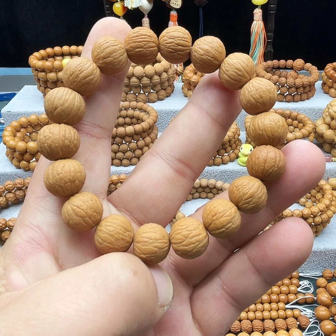 手串猴头核桃原皮色原桩猴头凤羽手串