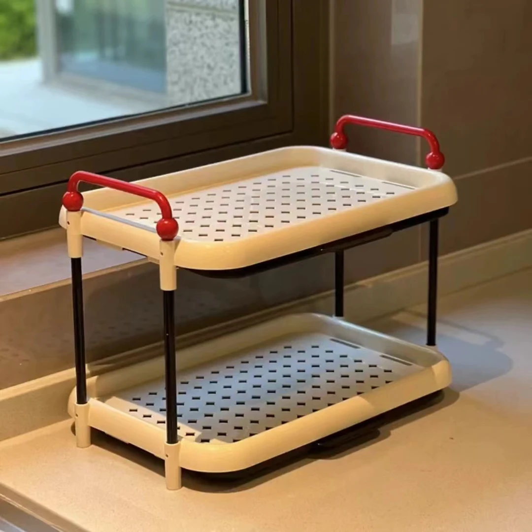 杯子收纳置物架家用厨房沥水架双层加高托盘调料收纳架桌面茶杯架