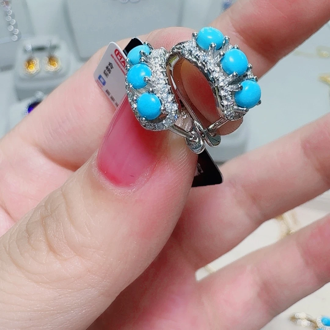 翡翠银S925镶嵌耳饰耳钉