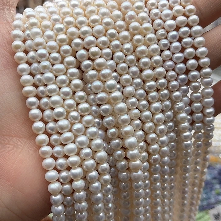 未镶嵌玛瑙/玉髓珠宝半成品一条5.5mm左右椭圆珍珠有生长纹
