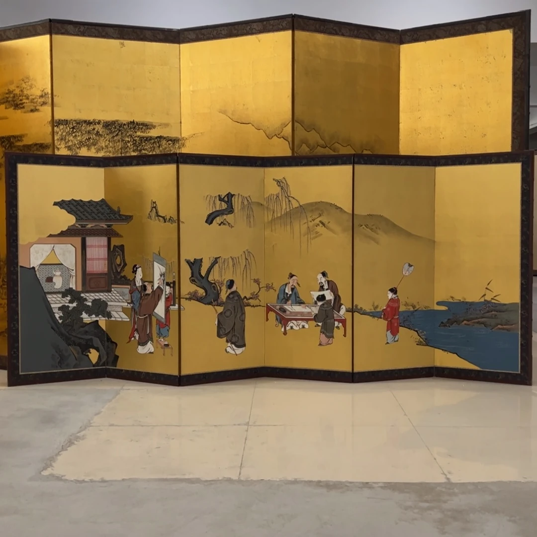 绘画回流屏风框画茶空间设计