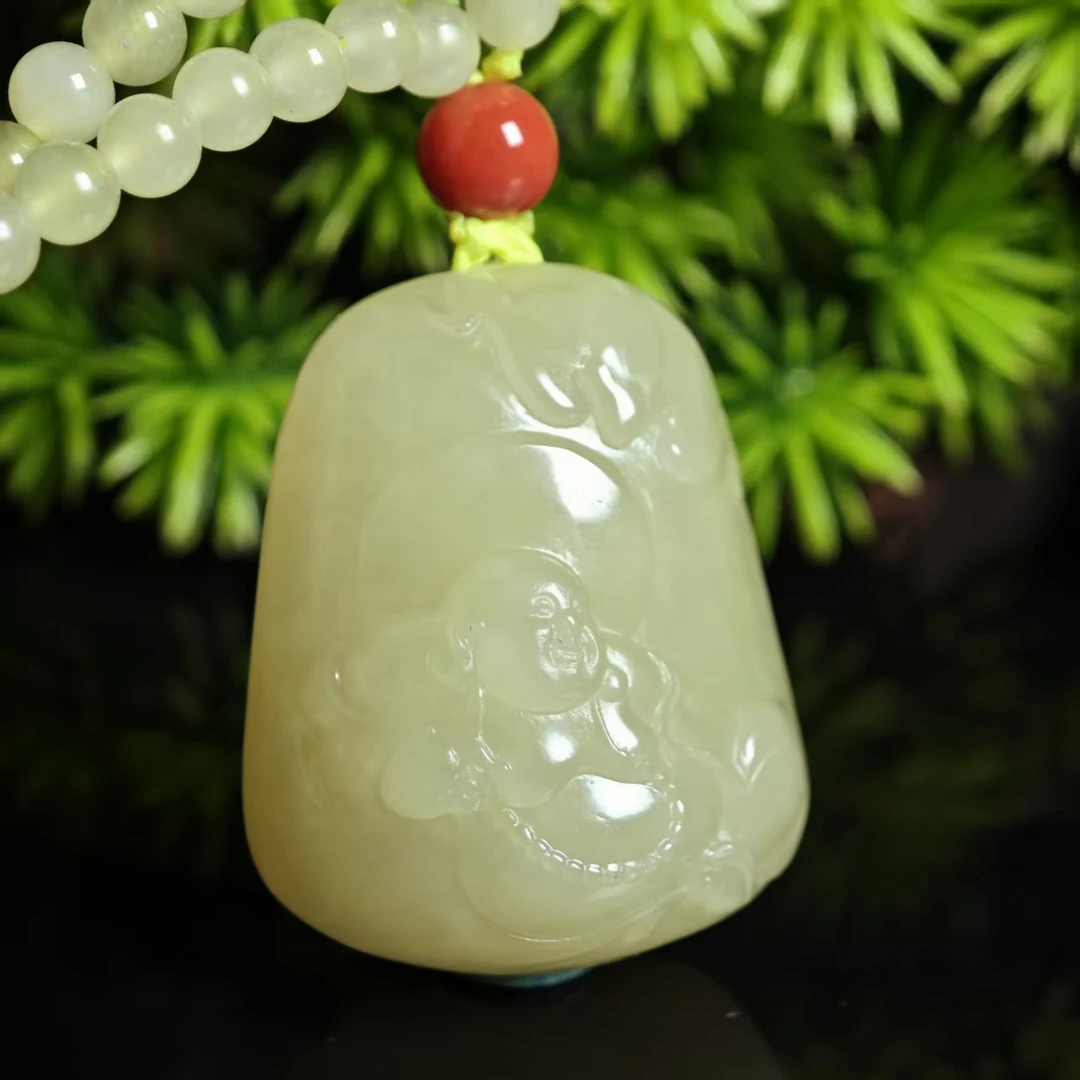 lot5996 弥勒佛 和田玉青黄口 31.4*25.4*14.8mm 33.2g