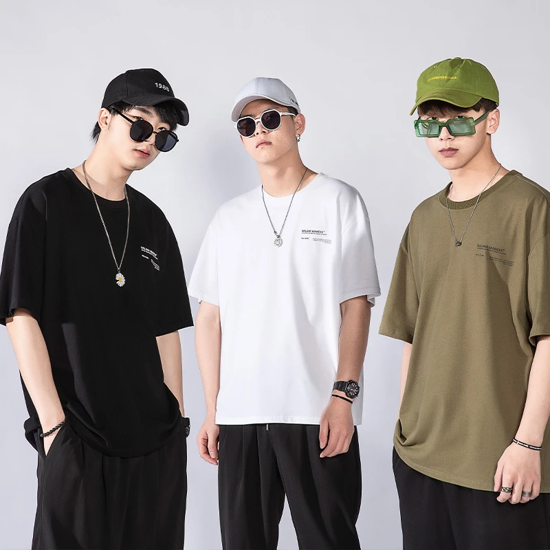 0010020夏季男士多色纯棉重磅T恤男女同款时尚百搭宽松