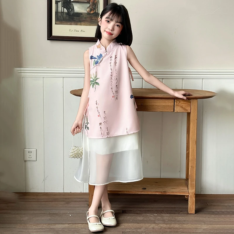 女童夏季旗袍提花民族风2025新款儿童中式显瘦旗袍裙古风民国风