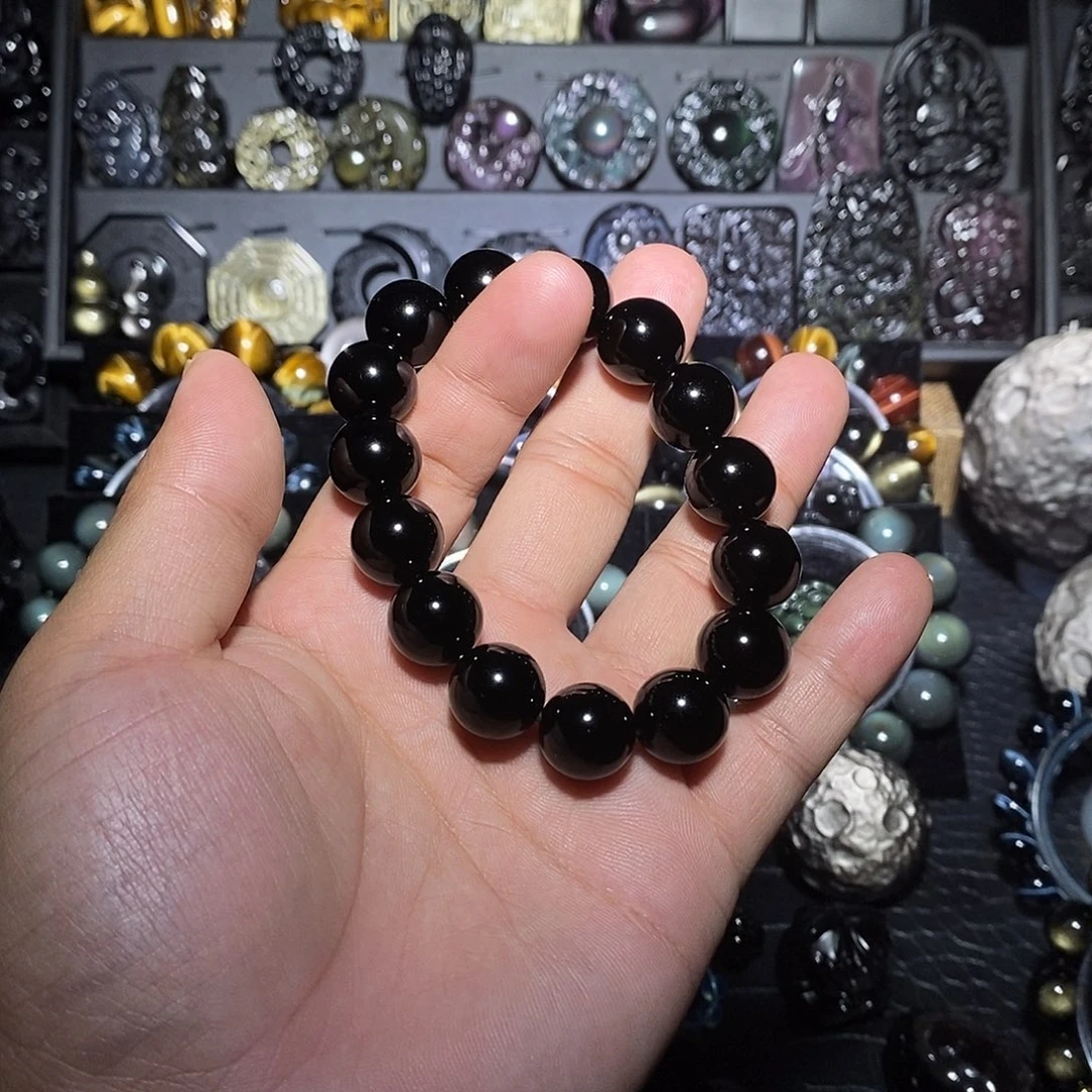 铁***花黑曜岩未镶嵌手链