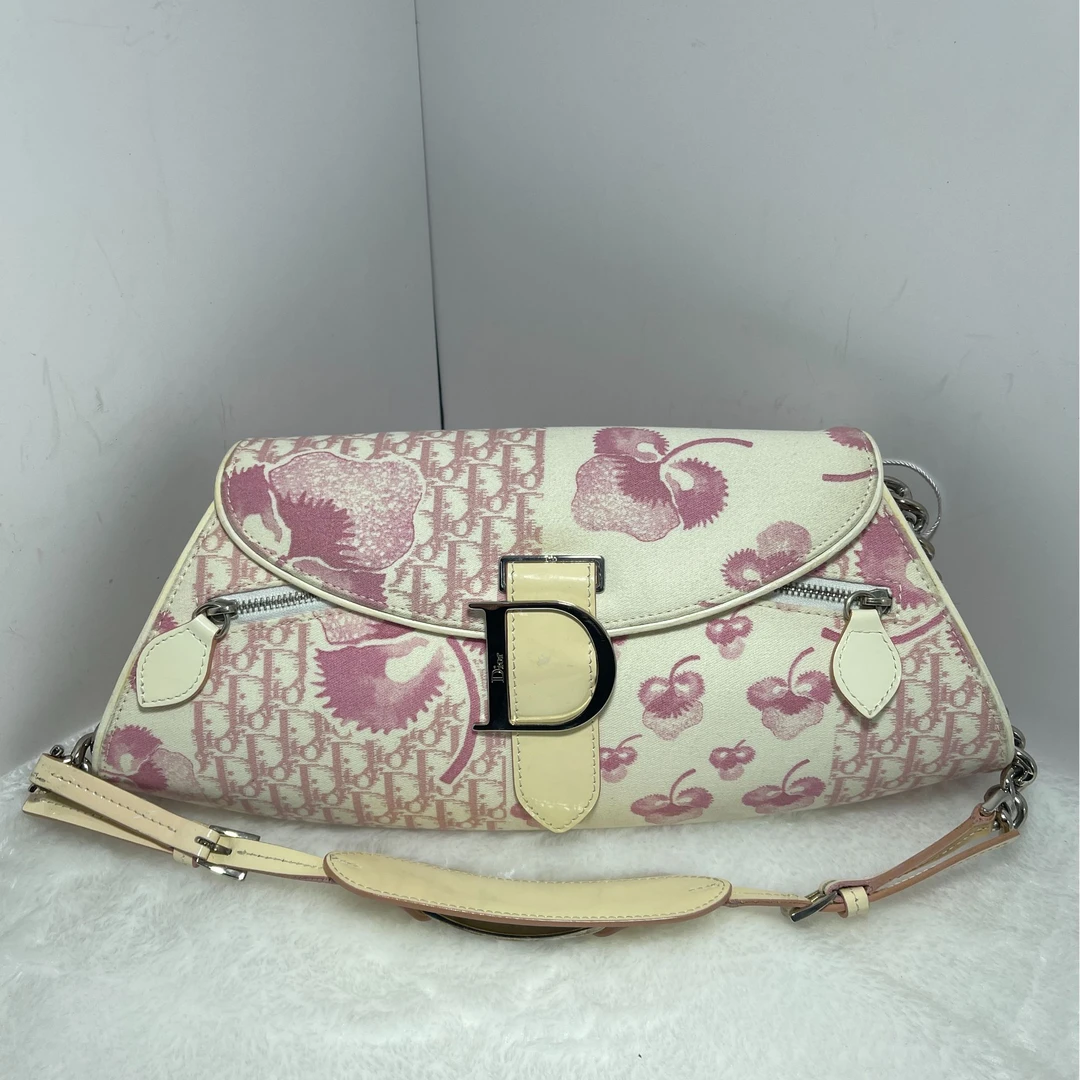 95新 DIOR/迪奥 三色堇限量樱花粉/单肩包