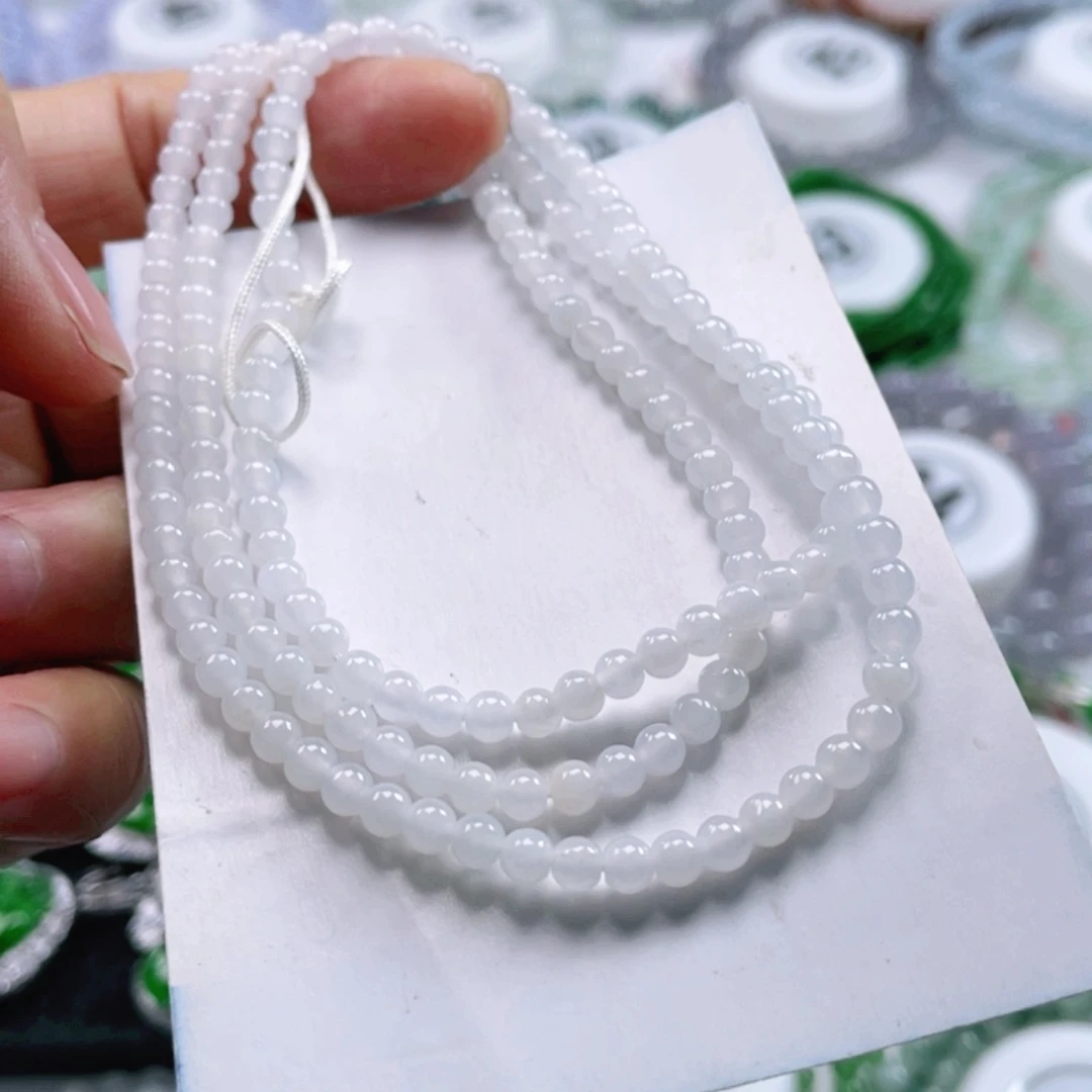 翡翠手链未镶嵌天然翡翠项链3.8mm