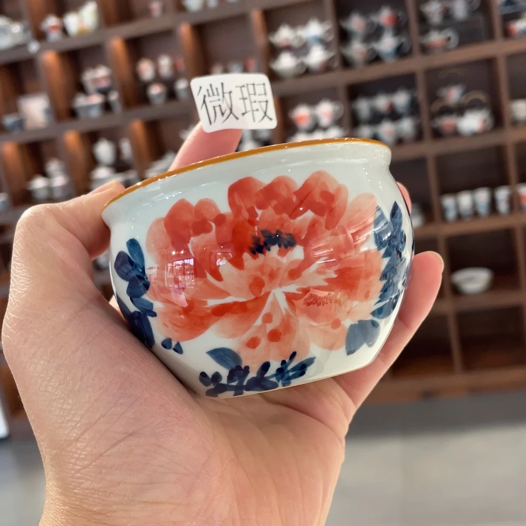 釉下手绘茶具微瑕