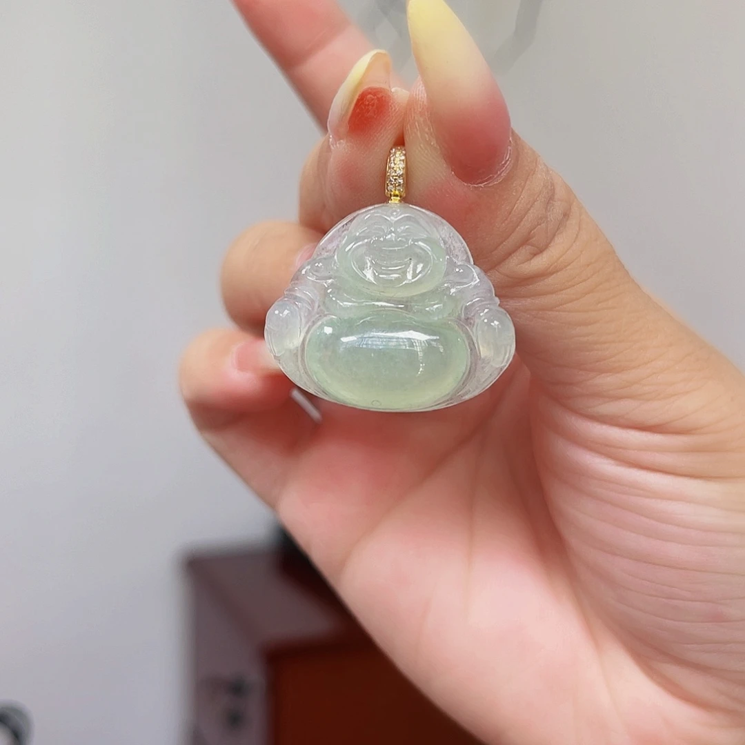 吊坠(不含链)18K金镶嵌翡翠翡翠A货 中地大质检发货