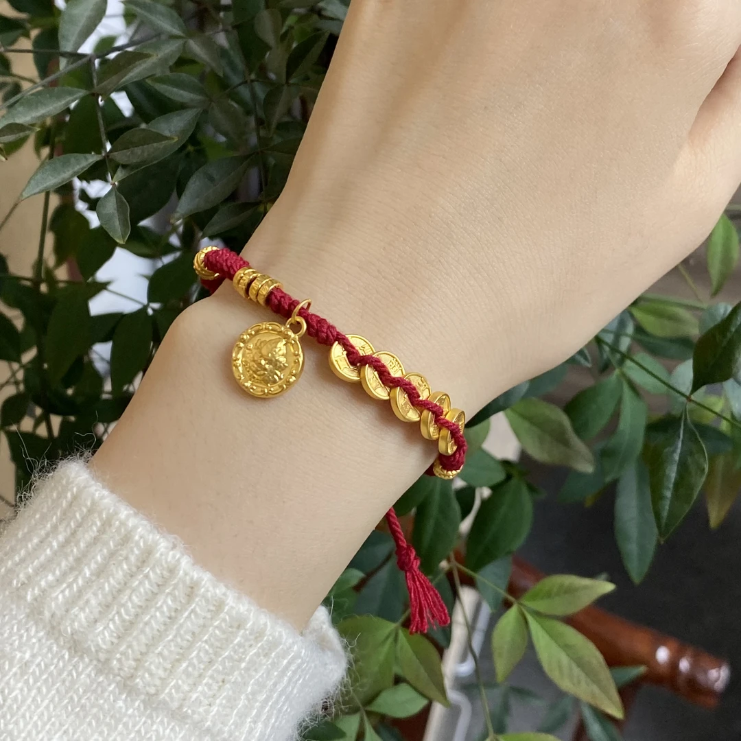 【珍珍严选】足金五帝币黄财哥盘缠手绳-HJSS163