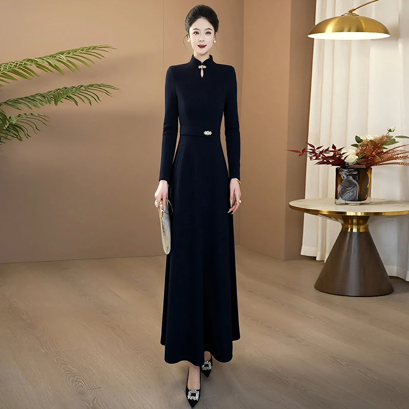 高端时尚简约大方上档次连衣裙2025新款遮肉显瘦修身长裙281