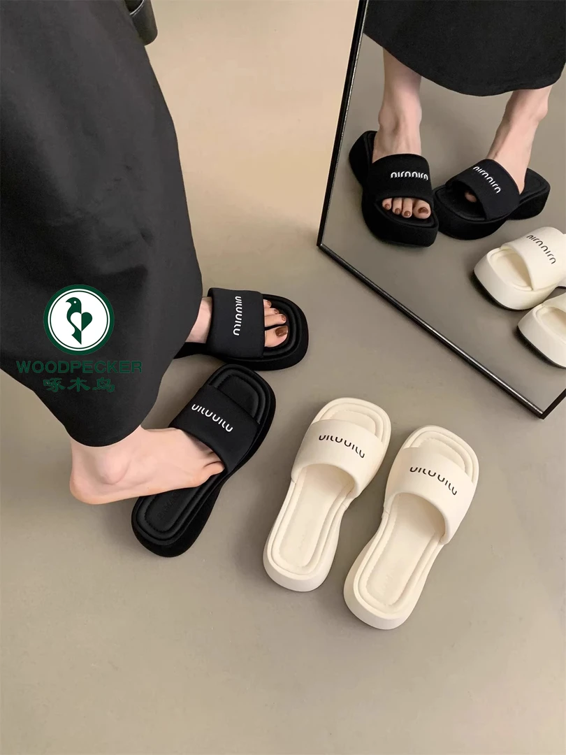 厚底增高沙滩凉拖鞋女夏外穿2025新款时尚配裙子一字拖休闲凉鞋子