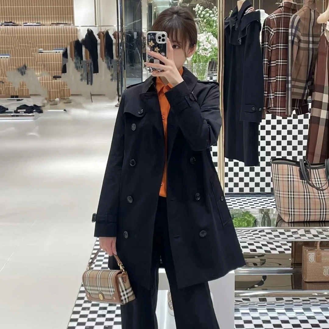 99新 BURBERRY/博柏利 纯色中长款风衣外套/尺码54/M0504