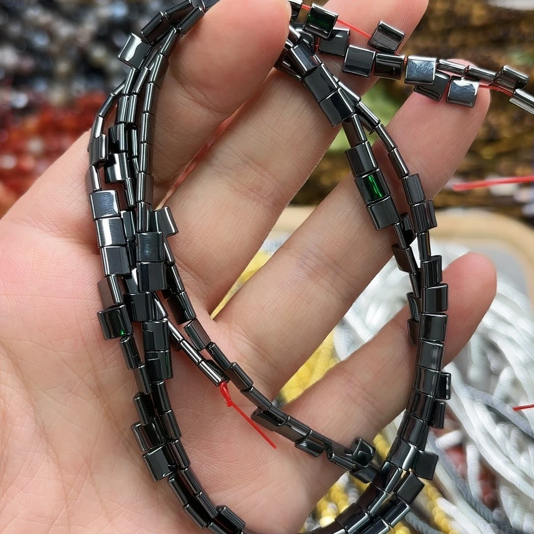 未镶嵌玛瑙/玉髓珠宝半成品5×5黑胆双牌一条