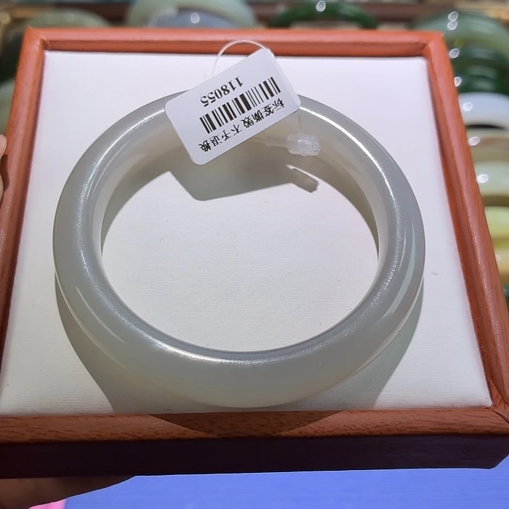 和田玉未镶嵌手镯冰烟紫54.5